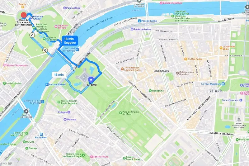 Trocadéro, Torre Eiffel e Champ de Mars